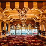 three clear glass chandeliers
